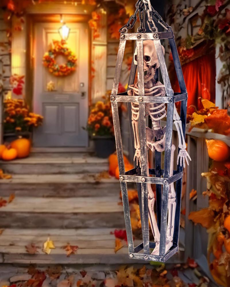 Caged Skeleton Hanging Decoration 50cm