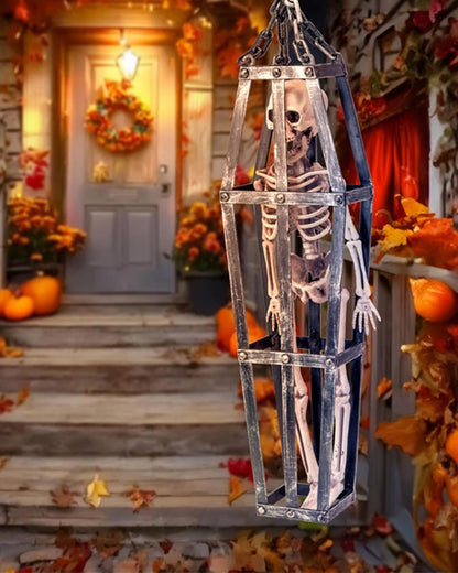 Caged Skeleton Hanging Decoration 50cm