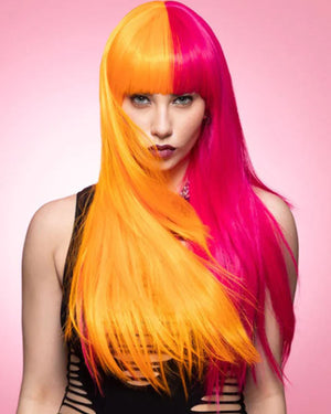 Candy Pop Downtown Diva Long Orange and Pink Wig