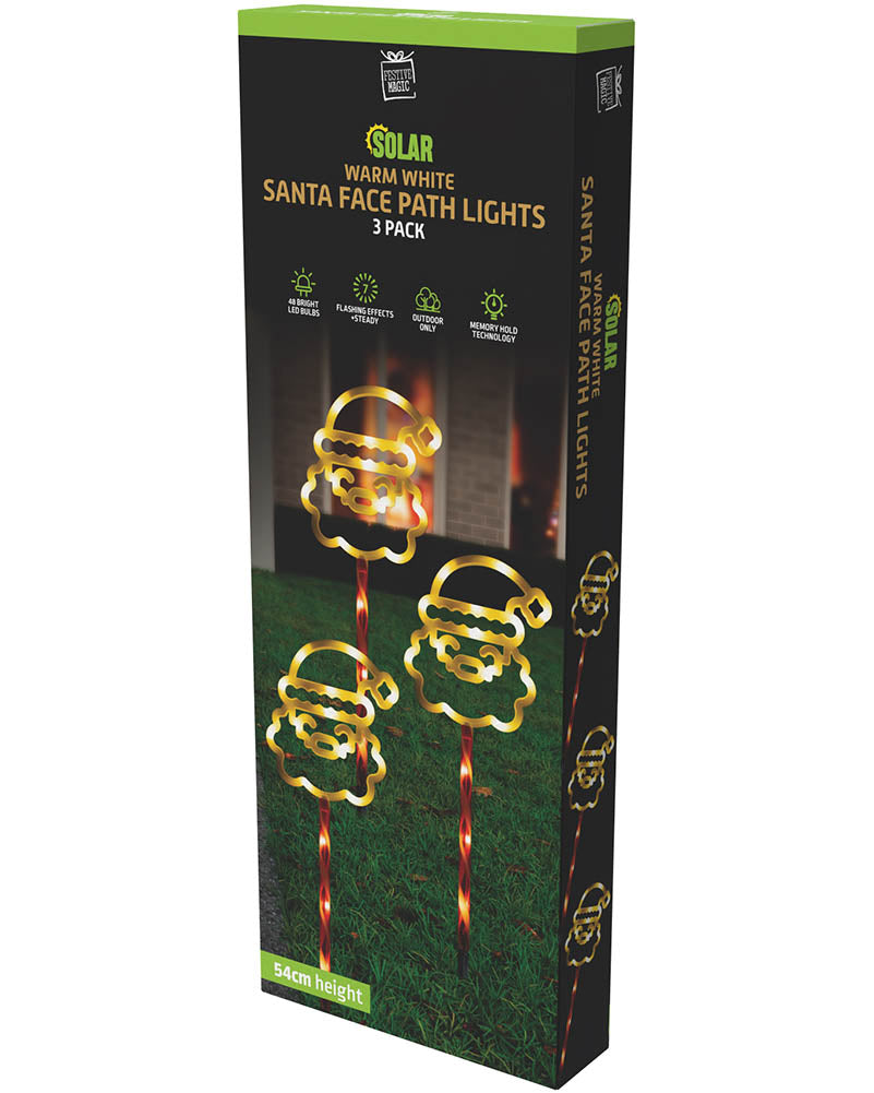 Candy Santa Face Solar Path Stakes Pack of 3