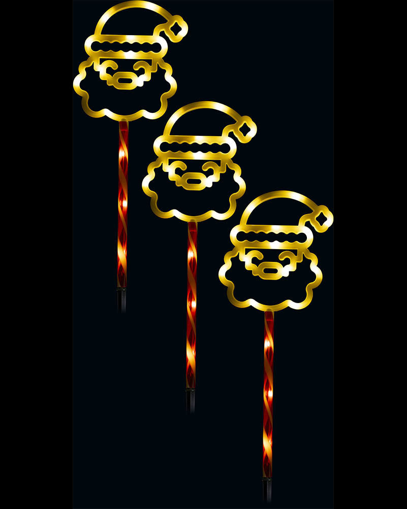 Candy Santa Face Solar Path Stakes Pack of 3