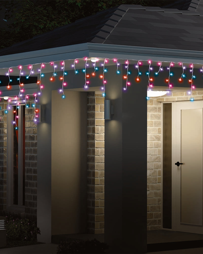 Carnival Coloured Icicle Lights 400 Piece Solar LED Lights