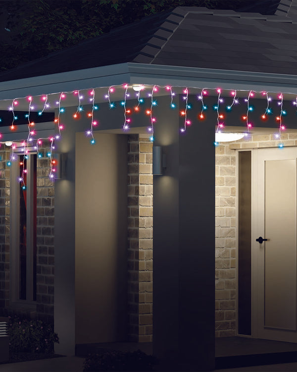 Carnival Coloured Icicle Lights 400 Piece Solar LED Christmas Lights