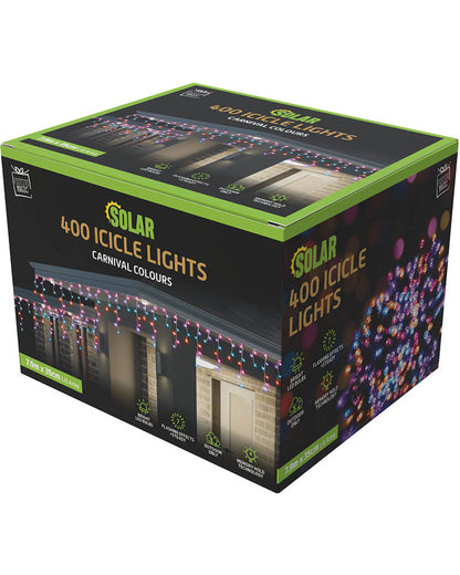 Carnival Coloured Icicle Lights 400 Piece Solar LED Lights