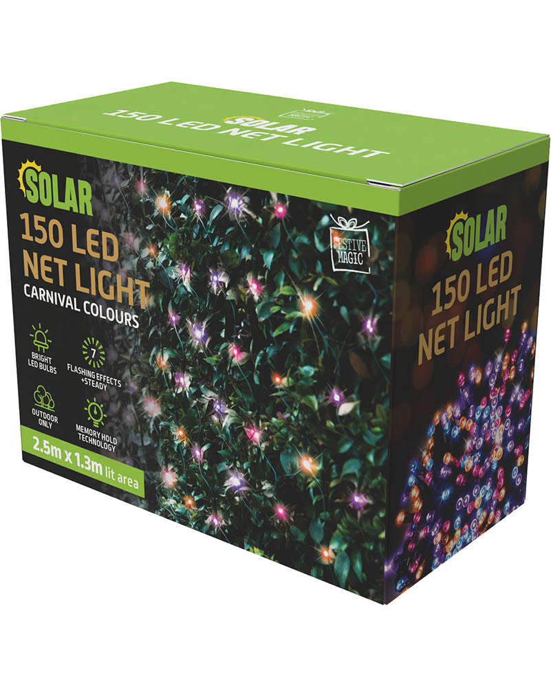Carnival Coloured Net Lights 150 Piece Solar LED Lights