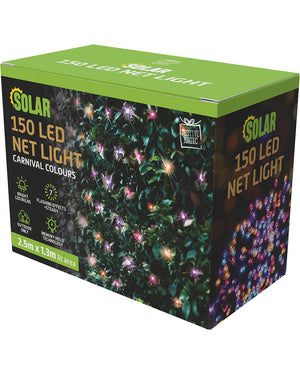 Carnival Coloured Net Lights 150 Piece Solar LED Christmas Lights