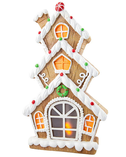 Ceramic Iced Gingerbread House LED Christmas Decoration 41cm