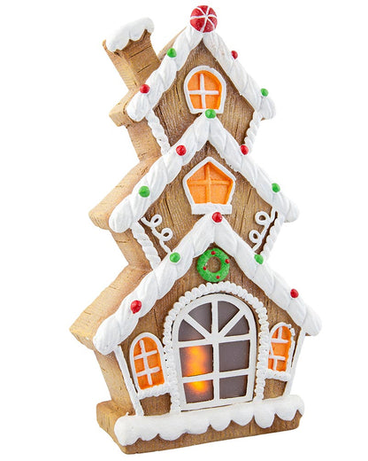 Ceramic Iced Gingerbread House LED Christmas Decoration 41cm