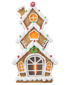 Ceramic Iced Gingerbread House LED Christmas Decoration 41cm