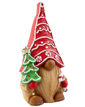 Ceramic Iced Gingerbread Gnome LED Christmas Decoration 36cm