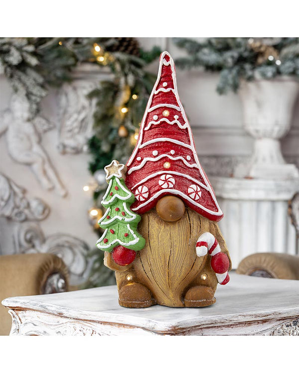 Ceramic Iced Gingerbread Gnome LED Christmas Decoration 36cm