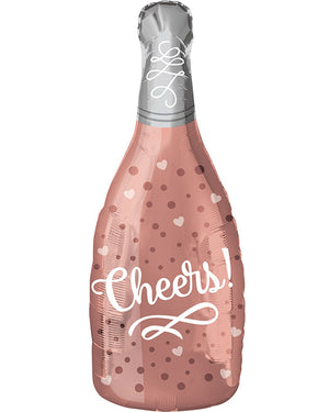 Cheers Rose Champagne Bottle 66cm Foil Balloon