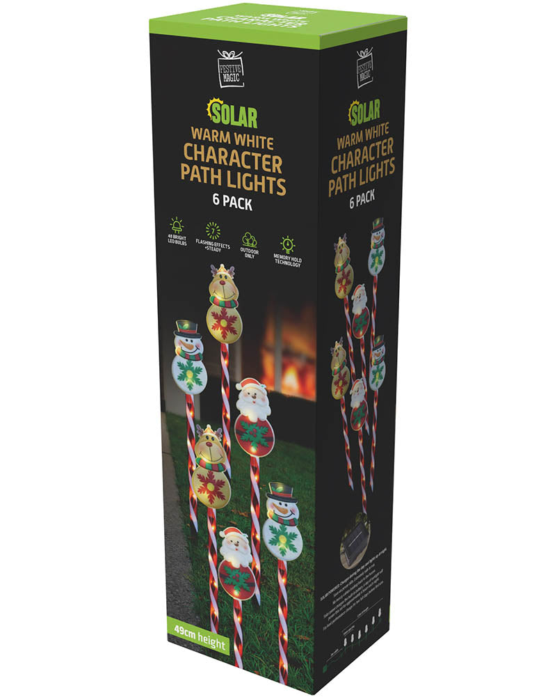 Christmas Characters Solar Path Stakes Pack of 6