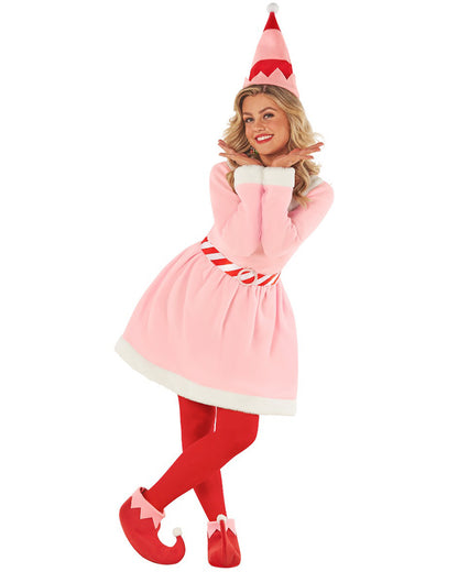 Christmas Elf Dress Pink Womens Costume