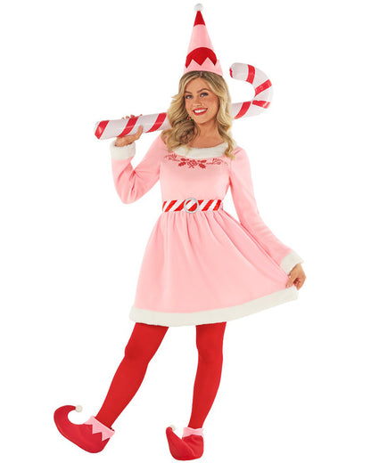 Christmas Elf Dress Pink Womens Costume