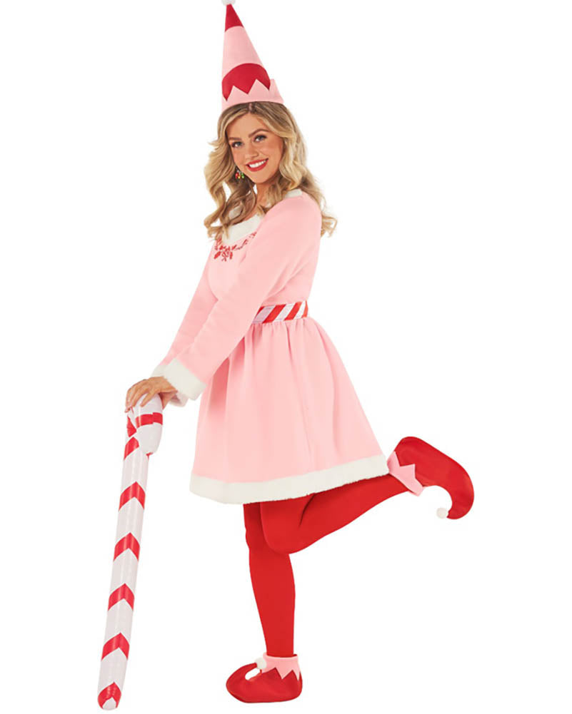 Christmas Elf Dress Pink Womens Costume