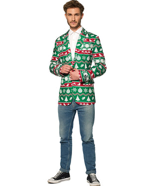 Christmas Green Nordic Mens Suitmeister Jacket