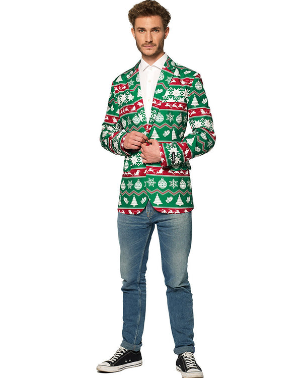 Christmas Green Nordic Mens Suitmeister Jacket