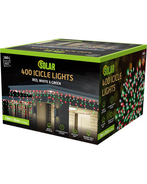 Christmas Coloured Icicle Lights 400 Piece LED Solar Lights