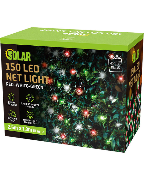 Christmas Coloured 150 Piece Solar LED Net Lights