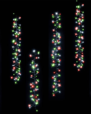 Christmas Coloured Tree Clusters LED Solar Lights 10m