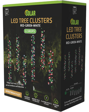 Christmas Coloured Tree Clusters LED Solar Lights 10m