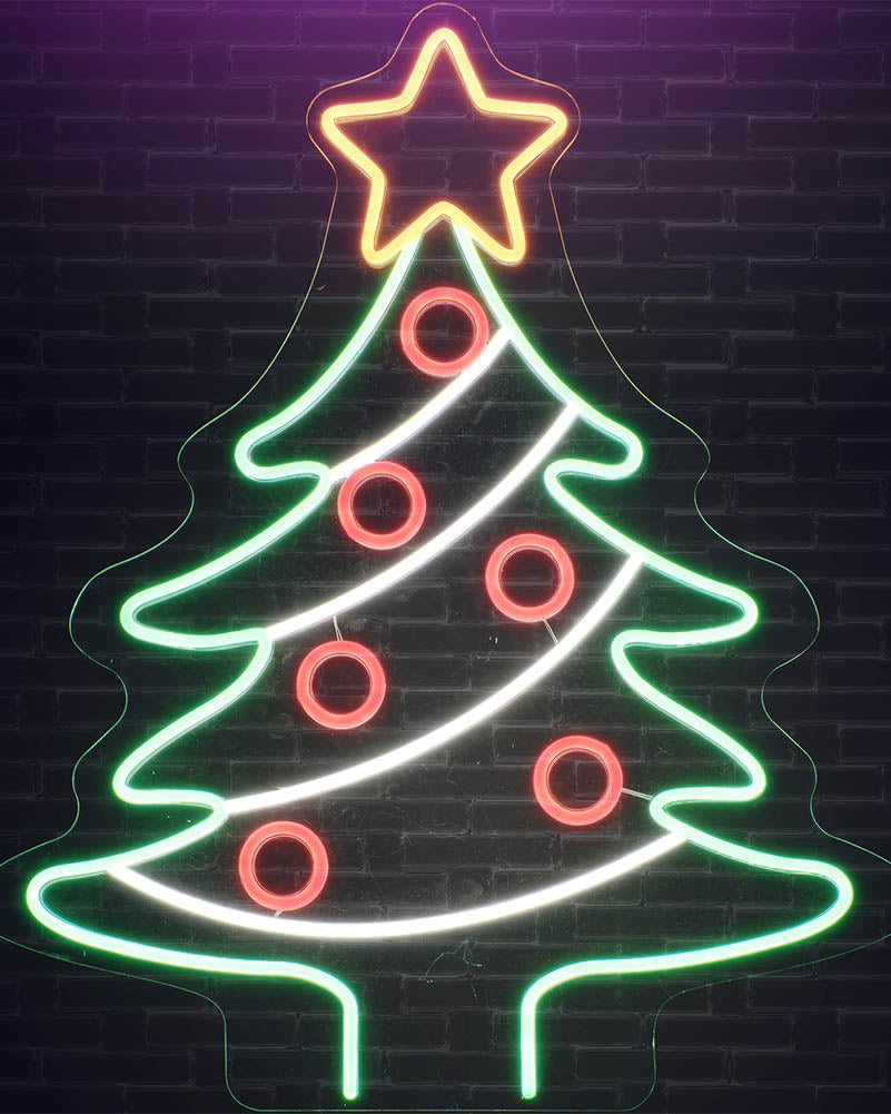 Christmas Tree Lawn Sign Neon Christmas Light 93cm
