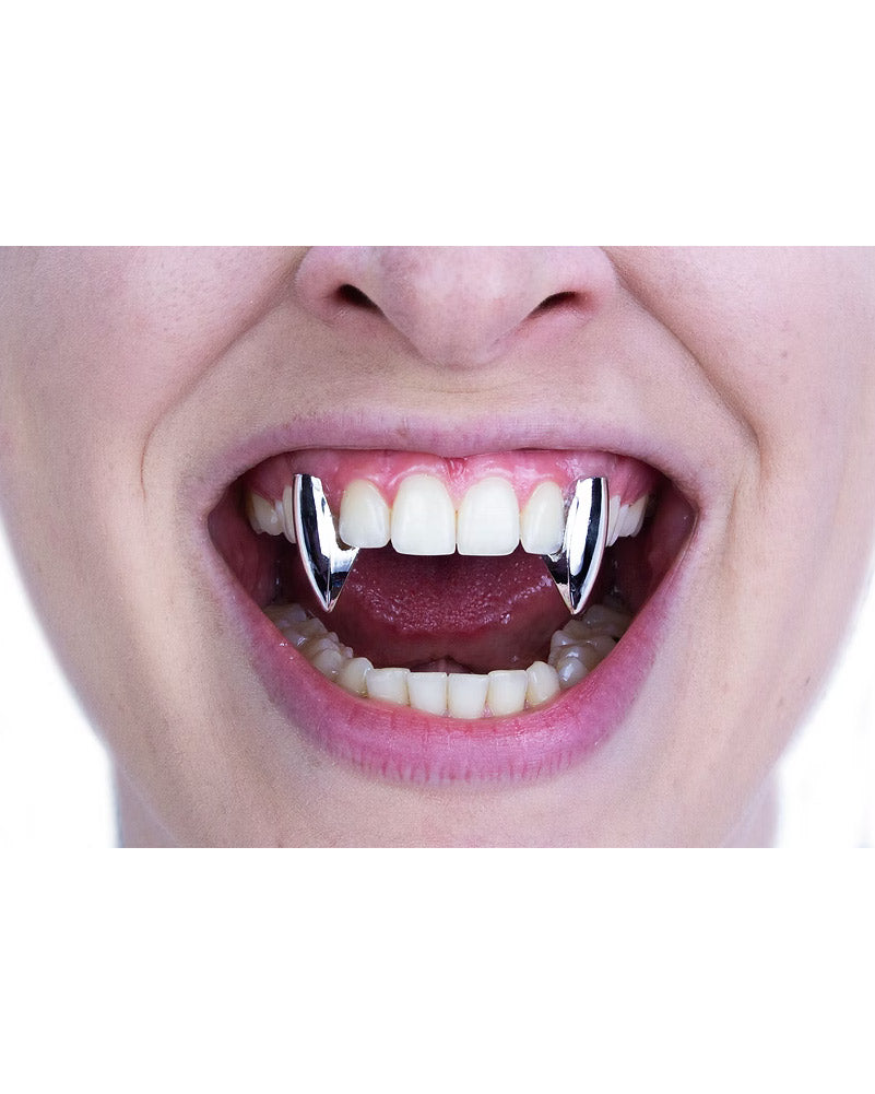 Chrome Glam Metallic Deluxe Vampire Fangs