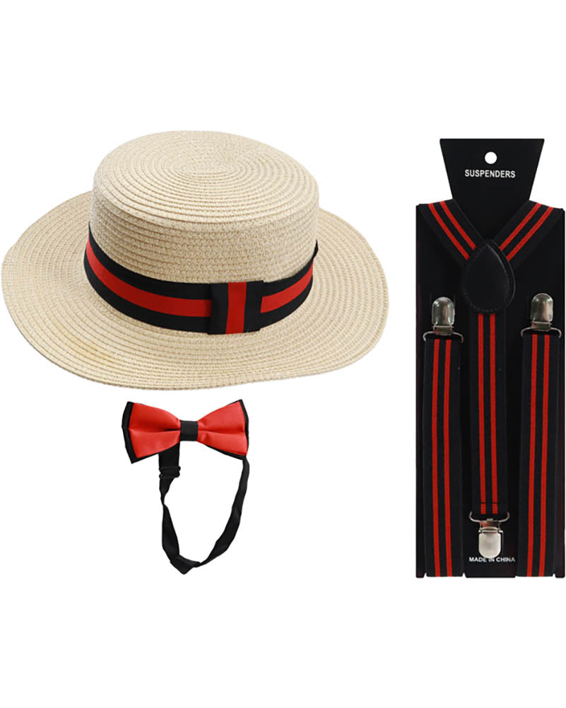 Classic Boater Suspenders and Bowtie Accessory Set