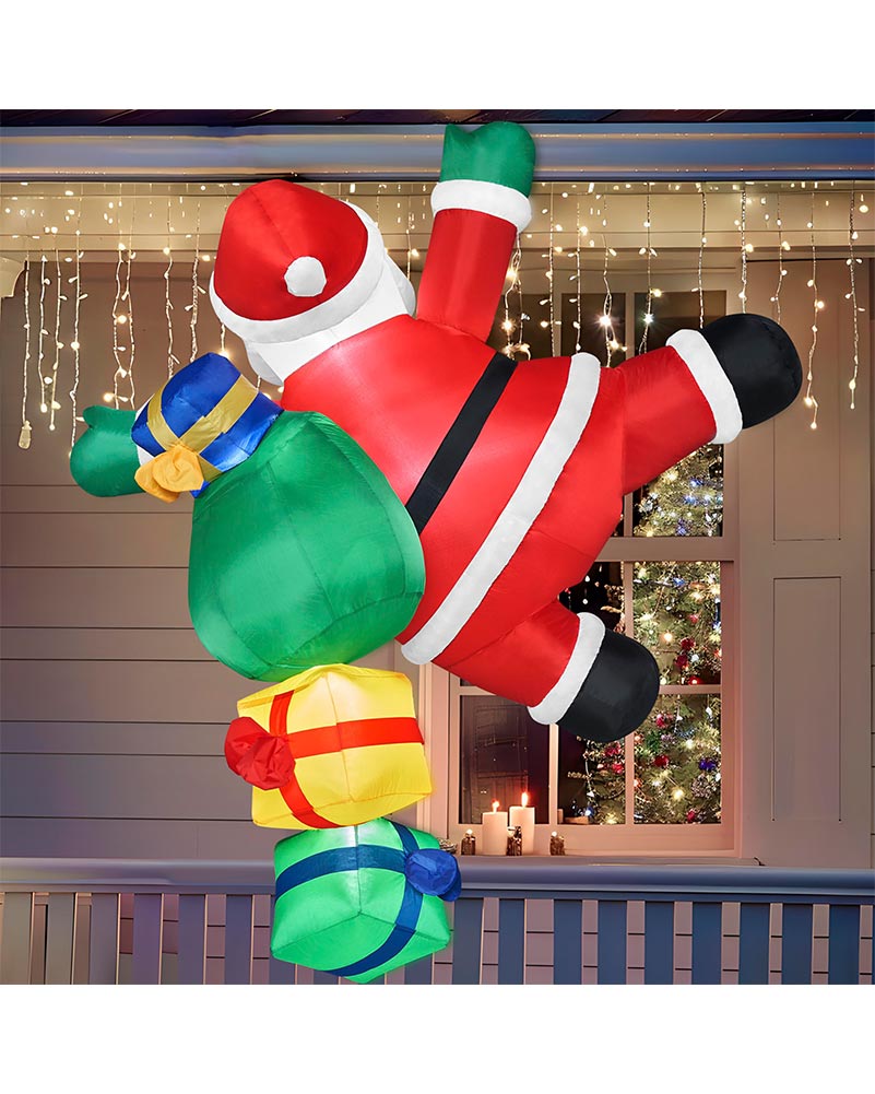 Climbing Santa with Gift Bag Inflatable Christmas Decoration 1.8m