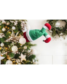 Clip On Kicking Elf Legs with Bells and Music Christmas Tree Decoration 72cm