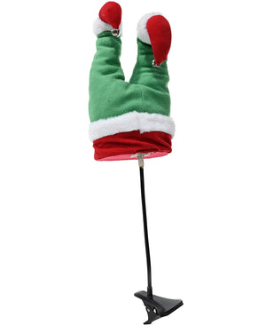 Clip On Kicking Elf Legs with Bells and Music Christmas Tree Decoration 72cm