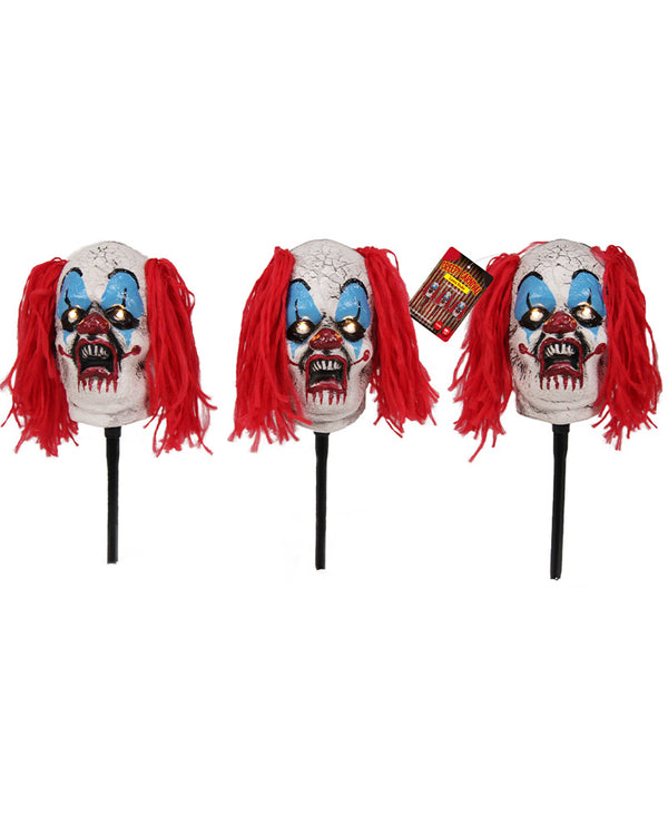 Clown Head Light Up Stake Pack of 3