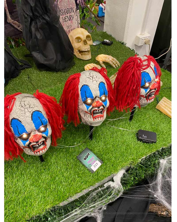 Clown Head Light Up Stake Pack of 3