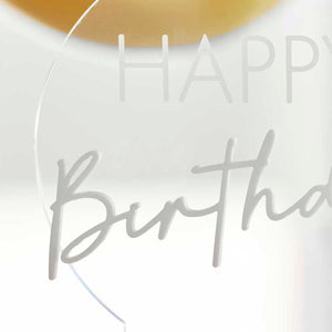 Champagne Noir Acrylic Happy Birthday Cake Topper