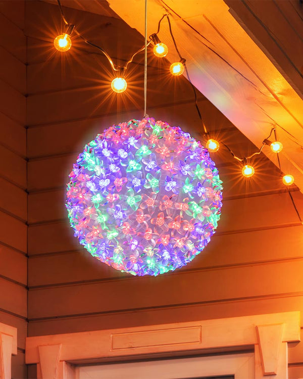 Colour Change LED Christmas Petal Ball 20cm