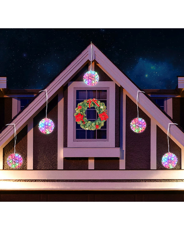 Christmas Colour Change LED Petal Balls 10cm Pack of 5