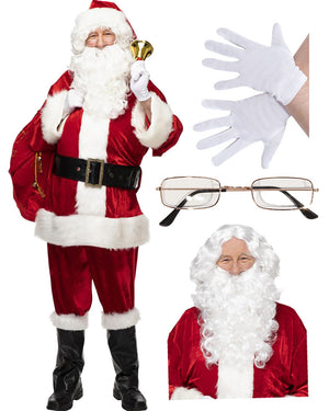 Complete Velour Santa Plus Size Suit Christmas Bundle