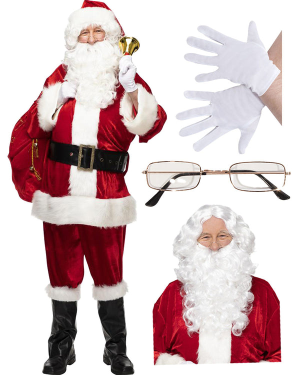 Complete Velour Santa Plus Size Suit Christmas Bundle