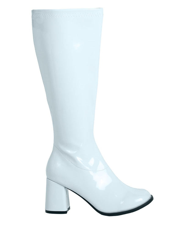 Cool White Patent Wide Fit Go Go Womens Boots Size 11