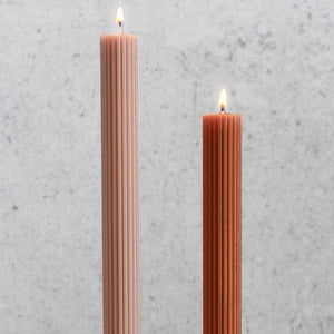 Cosy Copper Christmas Ribbed Dinner Candles Pack of 2