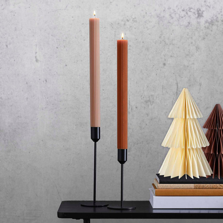 Cosy Copper Christmas Ribbed Dinner Candles Pack of 2