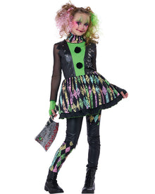 Crazy Carnival Clown Girls Halloween Costume