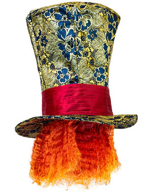 Crazy Hatter Top Hat with Hair