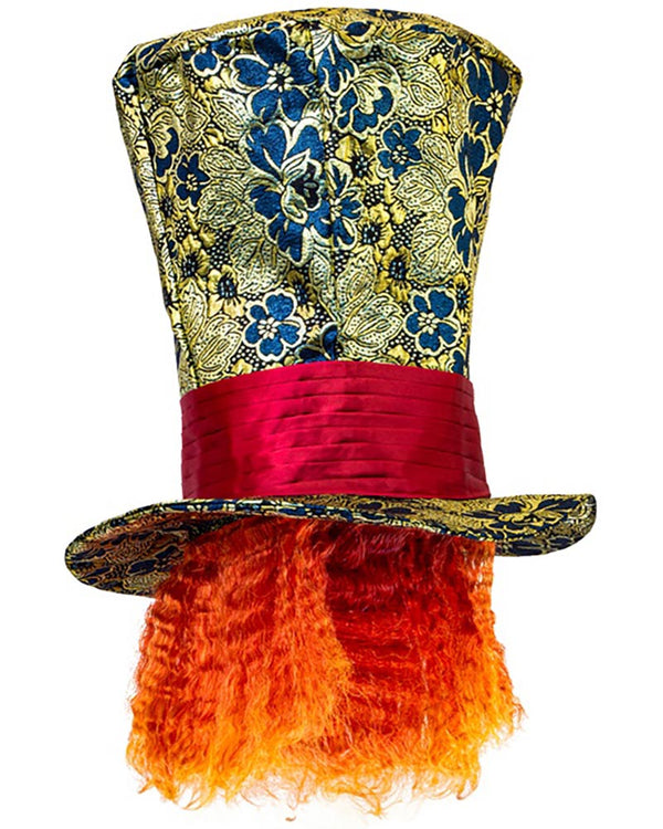 Crazy Hatter Top Hat with Hair