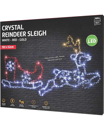 Crystal Reindeer Sleigh Flashing LED Christmas Light 1m