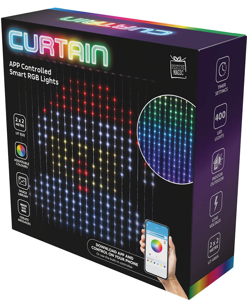 Customisable LED Curtain Lightshow with App Control 2m