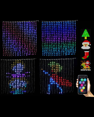 Customisable LED Christmas Curtain Lightshow with App Control 2m