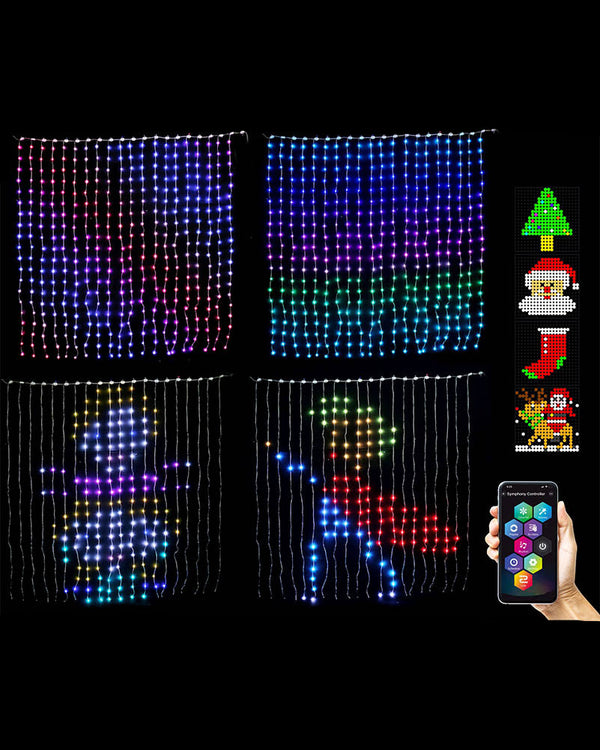 Customisable LED Christmas Curtain Lightshow with App Control 2m
