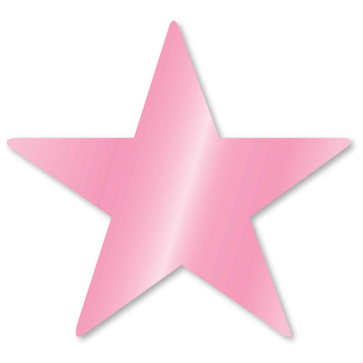 New Pink Foil Star Cutouts Pack of 5